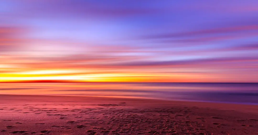 view of seashore sunset